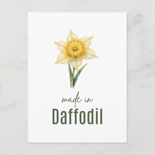 Carte Postale March Daffodil Birth Flower Wall Art Watercolor (Devant)