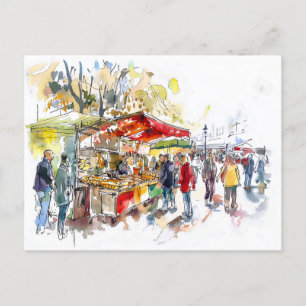 Carte Postale Marché à l'aquarelle Berlin Mitte