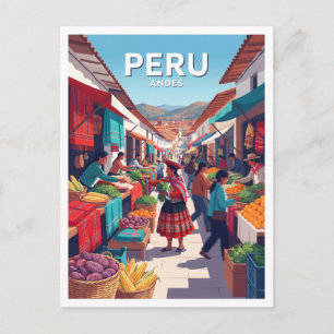 Carte Postale Marché andin traditionnel, Pérou Cusco