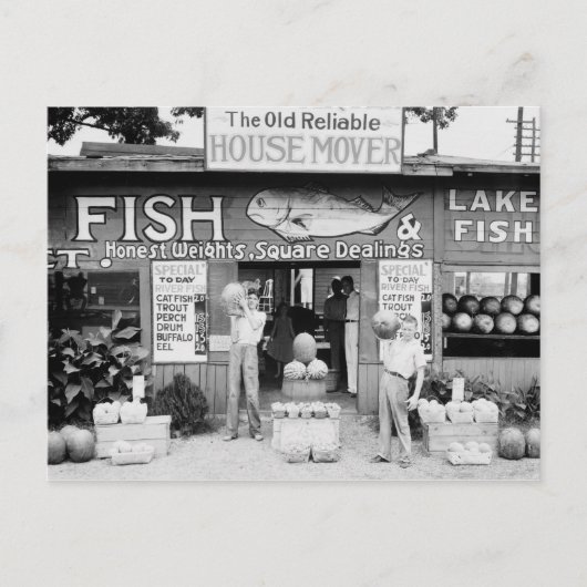 Carte Postale Marché au bord de la route, 1936 (Devant)