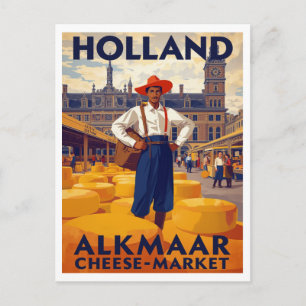 Carte Postale Marché aux fromages d'Alkmaar Hollande Voyage