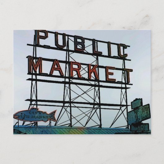 Carte Postale Marché aux poissons de Seattle (Devant)