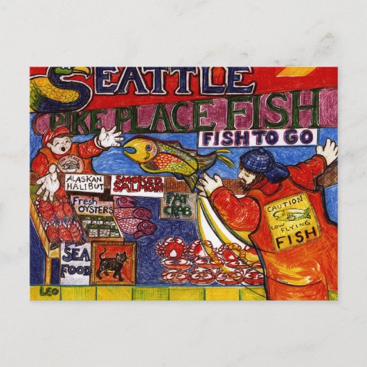 Carte Postale Marché aux poissons de Seattle (Devant)