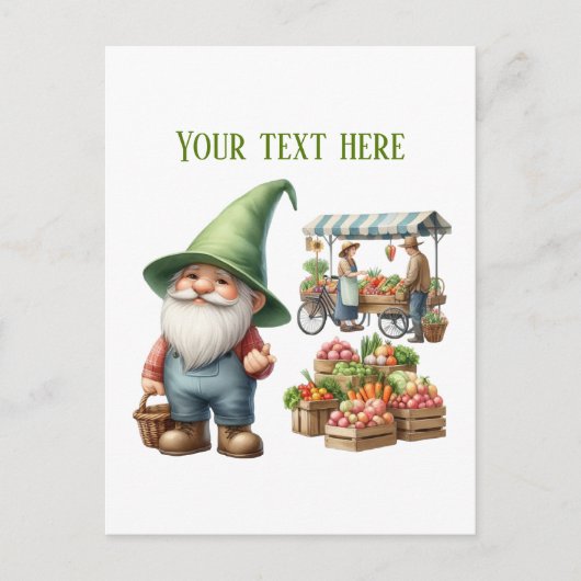 Carte Postale Marché aux puces cool gnome de marché fermier (Devant)