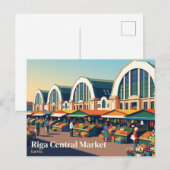 Carte Postale Marché central de Lettonie (Devant / Derrière)