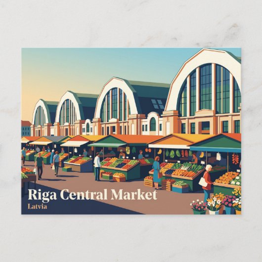 Carte Postale Marché central de Lettonie (Devant)