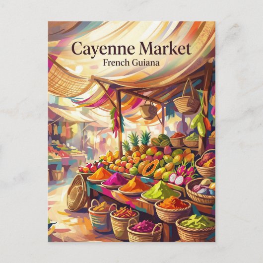 Carte Postale Marché de Cayenne Guyane française (Devant)