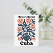 Carte Postale Marché de fleurs de Cuba Pot de fleurs et feuillag (Debout devant)