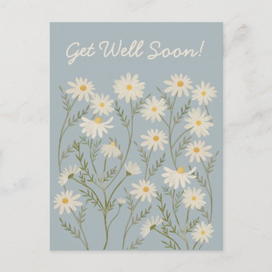 Carte Postale Marché de fleurs de marguerite blanche à l'aquarel (Devant)