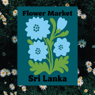 Carte Postale Marché de fleurs de Sri Lanka Blue Water Lily Flor