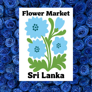Carte Postale Marché de fleurs de Sri Lanka Lotus bleu tropical