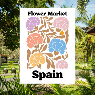 Carte Postale Marché de Fleurs d'Espagne Œillet Floral Coloré