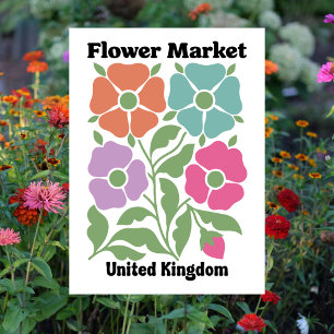 Carte Postale Marché de fleurs du Royaume-Uni Jardin de coquelic