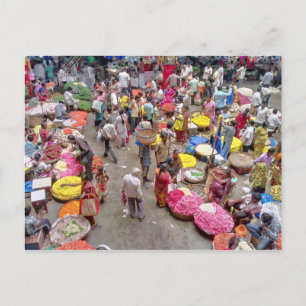 Carte Postale Marché de fleurs indien coloré à Bangalore en Inde