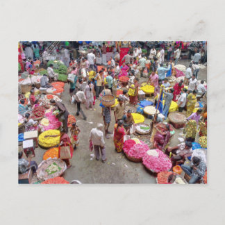 Carte Postale Marché de fleurs indien coloré à Bangalore en Inde