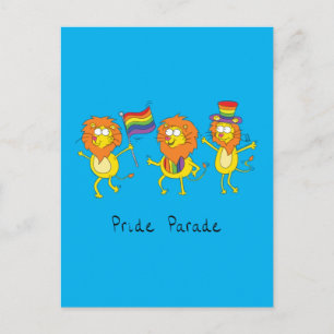 Carte Postale Marche de la fierté gay Lions LGBTQ Grands Félins
