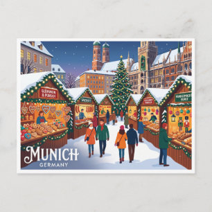 Carte Postale Marché de Noël de Viktualienmarkt Munich Allemagne