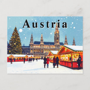 Carte Postale Marché de Noël d'hiver de l'hôtel de ville de Vien