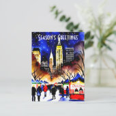 Carte Postale Marché de Noël Joyeuses Fêtes New York (Debout devant)