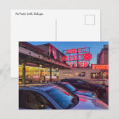 Carte Postale Marché de Pike de Seattle à Twilight (Devant / Derrière)