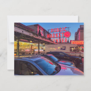 Carte Postale Marché de Pike de Seattle à Twilight
