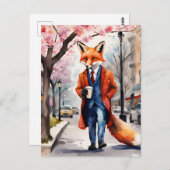Carte Postale Marche du café du matin Red Fox à Spring City (Devant / Derrière)