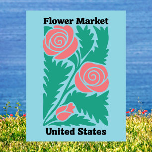 Carte Postale Marché Fleuriste des États-Unis Rose Floral Rose