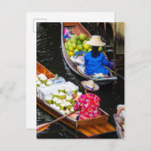 Carte Postale Marché flottant à Bangkok (Devant / Derrière)