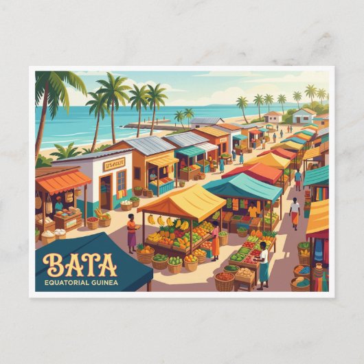 Carte Postale Marché frontalier de Bata Guinée équatoriale (Devant)