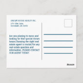 Carte Postale Marché immobilier moderne juste répertorié (Dos)