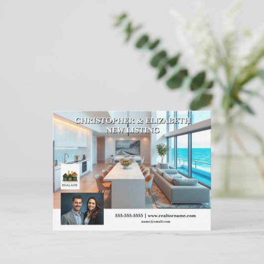 Carte Postale Marché immobilier publicité modifier logo photo (Debout devant)