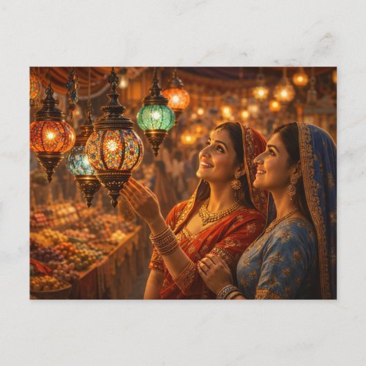 Carte Postale Marché indien magique de lampes (Devant)