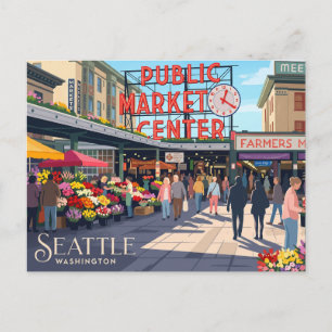 Carte Postale Marché Pike Place USA