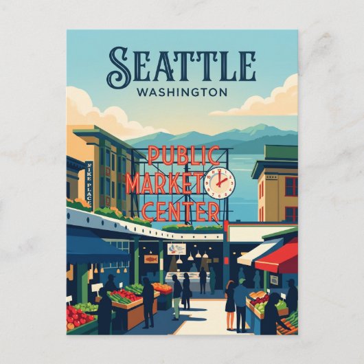 Carte Postale Marché Pike Place Washington (Devant)