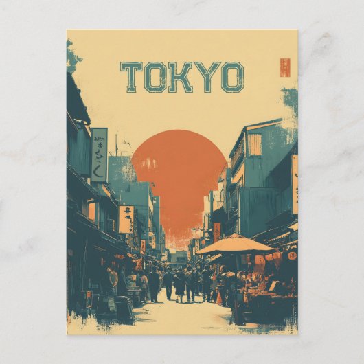 Carte Postale Marché vintage de Tokyo (Devant)