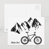 Carte Postale Marche ! VTT Silhouette avec Montagne (Devant / Derrière)