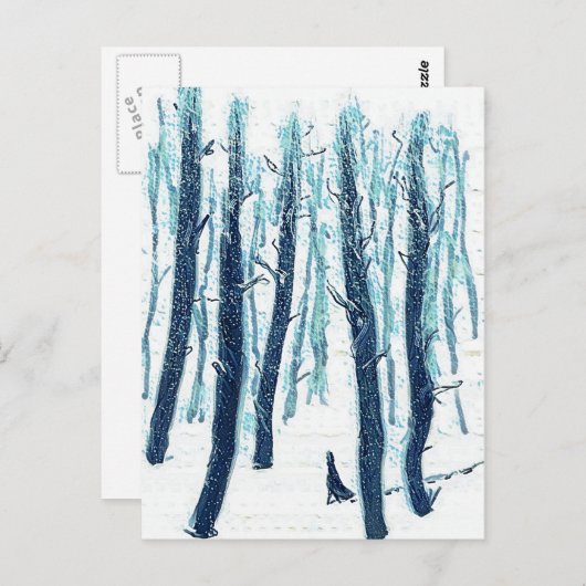 Carte Postale Marcher À Travers La Forêt De Neige (Devant / Derrière)