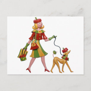 Carte Postale Marcher le chien en style!