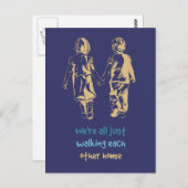 Carte Postale Marcher l'un l'autre maison citation Enfants migno (Devant / Derrière)