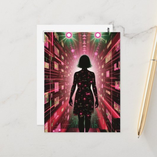 Carte Postale Marcher perdu dans l'algorithme (Devant/Arrière en situation)