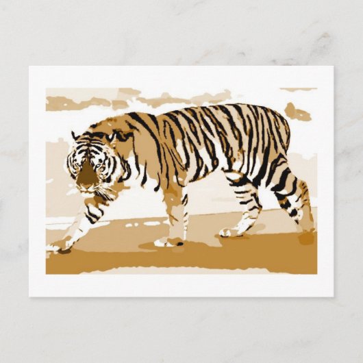 Carte Postale Marcher Tiger Pop Art (Devant)