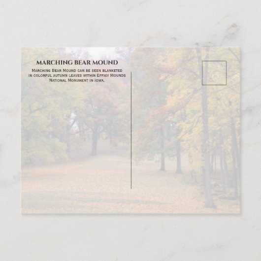 Carte Postale Marching Bear Mound, Automne, Effigie Mounds (Dos)
