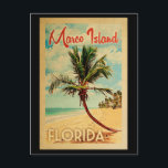 Carte Postale Marco Island Florida Palm Tree Beach Vintage Trave<br><div class="desc">Marco Island Floride design de style Vintage voyage avec un palmier sur la plage avec océan et ciel.</div>