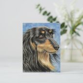 Carte Postale Marcus - Long Haired Dachshund Art (Debout devant)