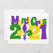 Carte Postale Mardi Gras 2021 fleur-de-lis (Devant / Derrière)