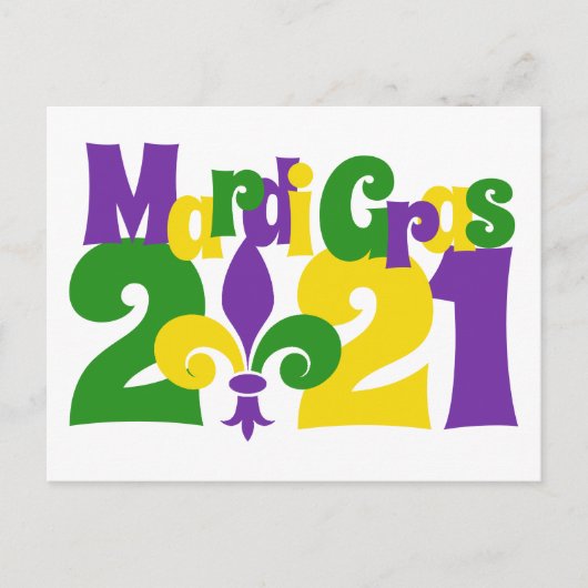 Carte Postale Mardi Gras 2021 fleur-de-lis (Devant)