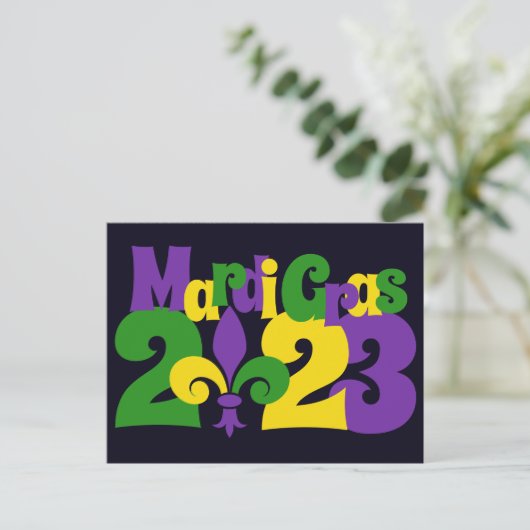 Carte postale Mardi Gras 2023 fleur-de-lis (Debout devant)