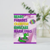 Carte Postale Mardi Gras Alligator Purple Green Gold (Debout devant)