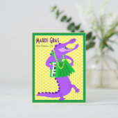 Carte Postale Mardi Gras Alligator violet (Debout devant)
