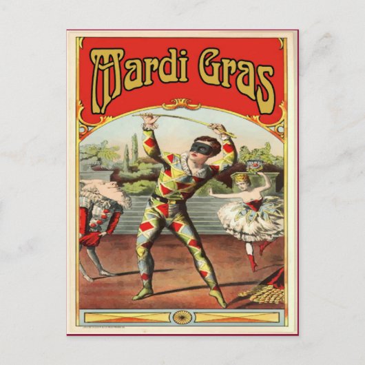 Carte Postale Mardi Gras Arlaquin classique (Devant)
